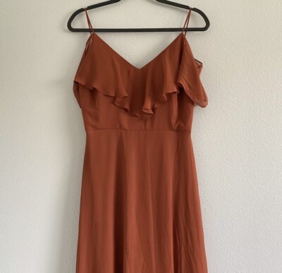 orange bridesmaid dresses ebay Mismatched Burnt Orange Satin Side Slit Long Mermaid Custom Bridesmaid  Dresses , BN1287