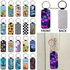 2 Pcs Rectangle Glitter PU Leather Keychain Keyring for Car Keys, House Keys
