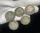 C127. 1900-1908 Silver Barber Half Dollars 50c US Type 5 Coin Set Circulated