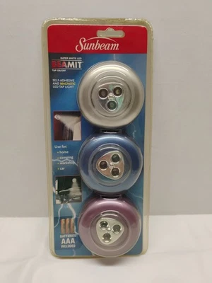 Sunbeam BEAMIT Super White LED Tap Light Magnetic Self Adhesive 3pk NOS 2007 - Image 1 of 4