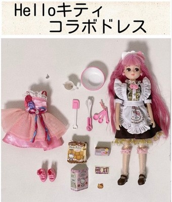 ひなた様 レジンヘアゴム キジトラ猫ちゃん いちごマーブルチョコNo.1435 Takara Tomy Licca Chan Hello Kitty Collab Doll Set Sweets Cafe