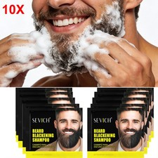 10PCS Beard Hair Dye Shampoo Natural Darkening Men Mustache Black Color Shampoo