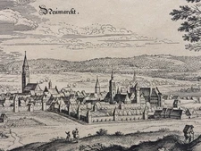 Historic German “Neumarkt” Cityscape Print Matthäus Merian 1644, Art Decor Gifts