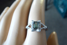 NEW Solid 925 STERLING SILVER Simulated Emerald CZ Ring Size 6 Rectangle