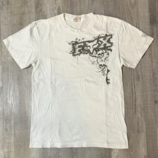 Y2K Fox Racing Tshirt Size Medium White Short Sleeve Flaw Pictured Graphic Print