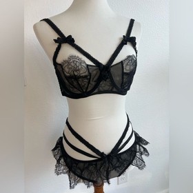 AGENT PROVOCATEUR ALINA Bra 36D Black Lace BNWT RARE🔥