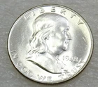 1948 P Franklin Silver Half Dollar BU FBL Frosty White in saflip #B329