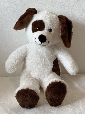 Build A Bear seltener klassischer Welpe Hund weiß braune Punkte BAB Stofftier Plüsch 