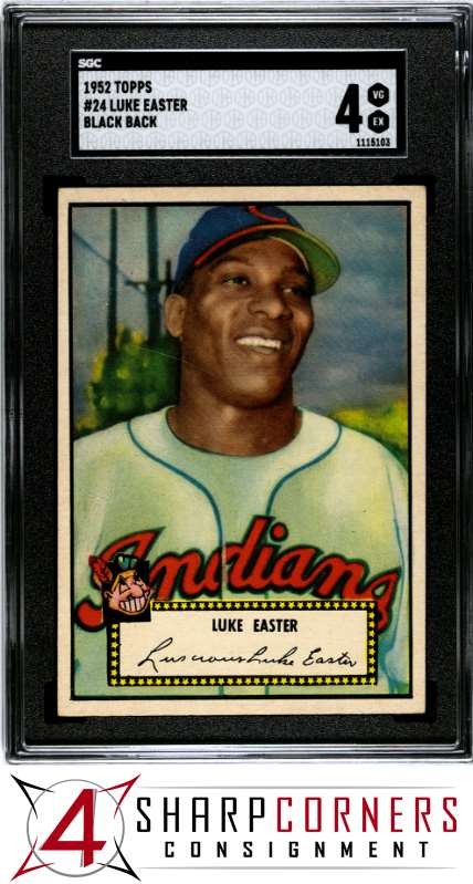 1952 TOPPS #24 LUKE EASTER INDIANS BLACK BACK POP 10 SGC 4