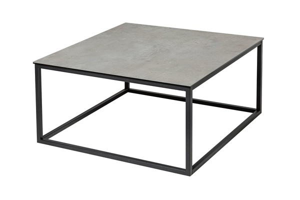 Couchtisch Beton Optik 75 X 75 X 40 Cm Quadratisch Aus Keramik Hartglas Metall-image