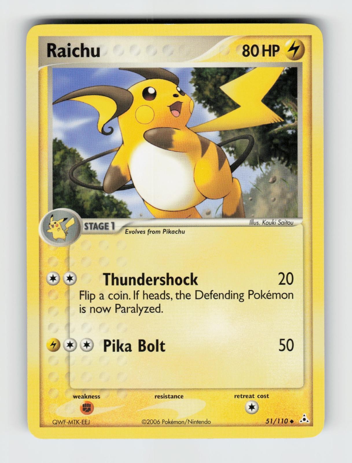 Raichu 51/110 Uncommon Holon Phantoms Pokemon 2006 LP Saitou