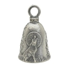 Howling Wolf Good Luck Bell w/Keyring & Black Velvet Gift Bag | Motorcycle Be...