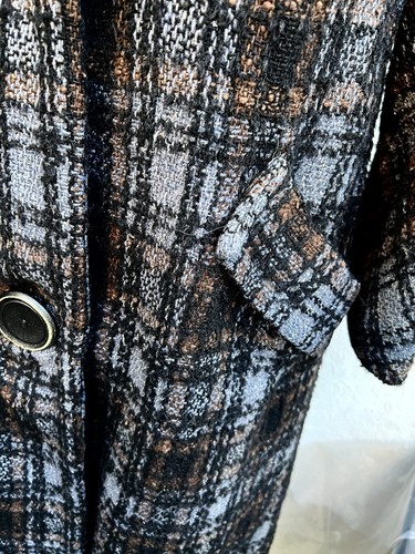 VTG 40s 50s Swing Coat Black Brown Chunky Tweed Wool Medium For Repair/Repurpose - Picture 5 of 24