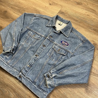 Vintage M&M World Las Vegas Mens Size M Laughing It Up! Embroidered Denim Jacket