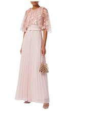 SELF-PORTRAIT Blossom Sequin Cape Maxi Dress Blush Pink Chiffon NWT Sz 8.