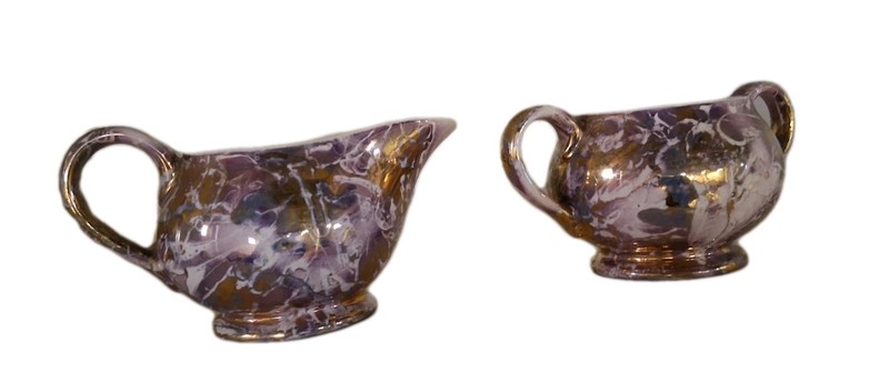 Sugar And Creamer Purple And Gold Elegant Vintage