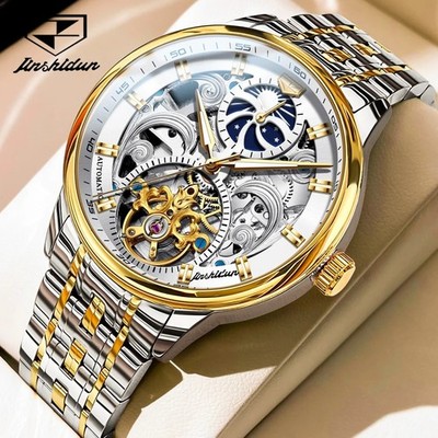 Automatic Mechanical Men's Watch Waterproof Luxury Moon Phase Date Men Strap