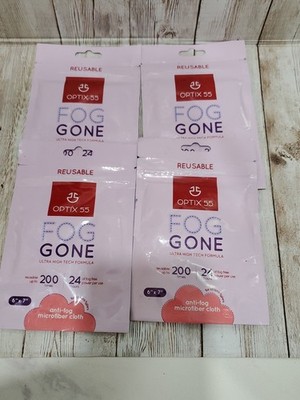 4  Fog Gone Anti Fog Wipe for Glasses, Reusable Microfiber Cleaning Cloth 6x7