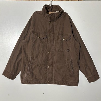 Timberland Stratham Issue Authentic Outdoor Gear Brown Canvas Jacket Men Size XL