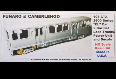 FUNARO F&C 105 CHICAGO TRANSIT AUTHORITY 2600 EL CTA Passenger Car 2-Car Set