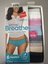 HANES 6-pack Size 5 / S Multi Colors X-Temp 100 Cotton Women Hipsters Brief