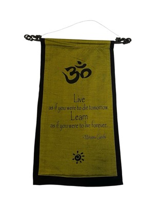 Inspirational OM Balinese Affirmation Wall Hanging Banner Gandhi