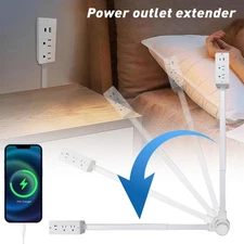 Electrical Outlet Expander Power Socket Rotating Extender Nightstands Desk NEW