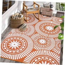  Outdoor Plastic Straw Rug 6x9ft Modern Geometric Style Reversible Patio Area 