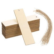 Wood Pieces, 50 Pack Unfinished Rectangle Wood Shape with Holes Cutouts