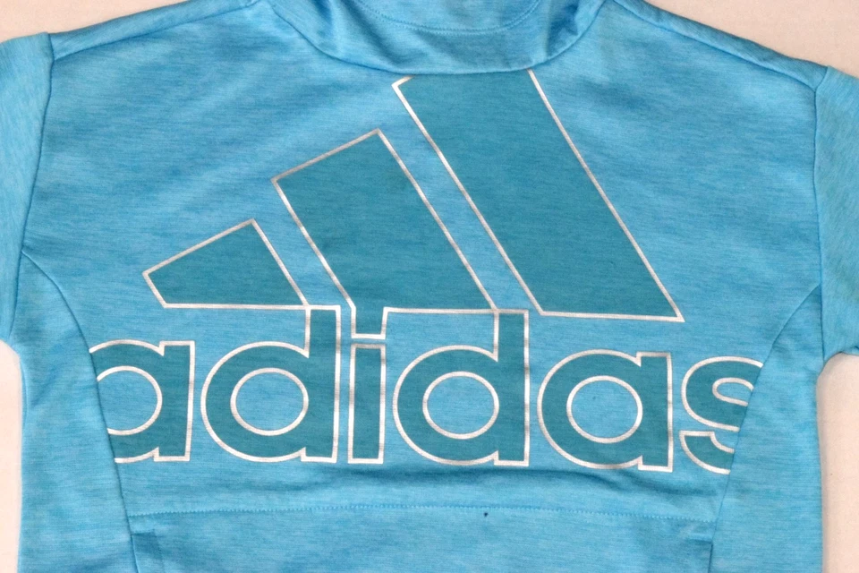 Sudadera Adidas Talla Juvenil M 2020 Turquesa Brillo Grande Logo Bolsillo Sudadera con Capucha Foto 3 de 4