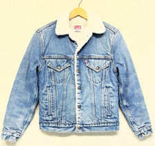 Vintage Levi's Unisex Trucker Jacket Light Blue Denim Sherpa Lined USA Made 34R