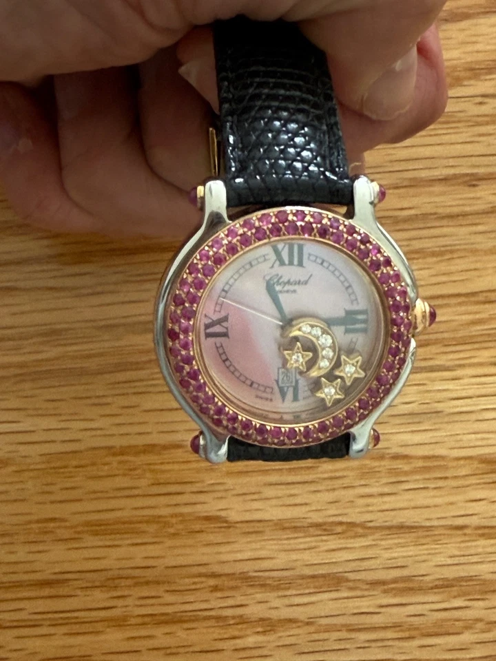 Reloj Deportivo Chopard Vintage Happy Rubí Bezse Luna y Estrellas 18k Foto 4 de 4