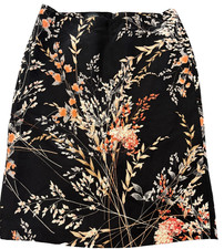 Talbots Floral Textured Lined Skirt Black Womens size 8