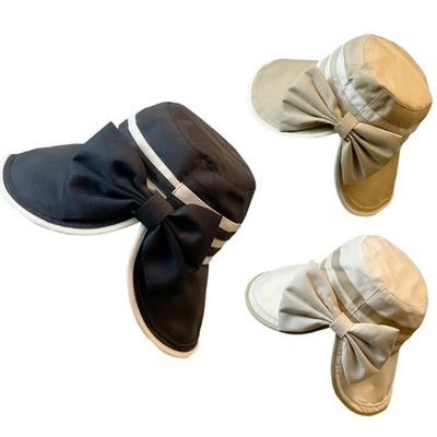 Outdoor Bucket Hat Breathable Visor Hat Women Sunproof Hat Bowknot Fisherman Hat