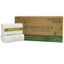 A&C Gentility Ultraslim Hand Towel 23x24cm 1 Ply | 2400 Sheets