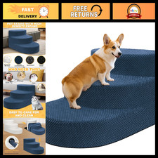 3-Step Foam Dog Stairs Ramp for Small Pets - Navy Blue, Easy Access  Safe