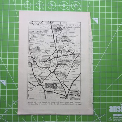 Original 1912 LNWR Streckenplan Crewe nach Liverpool Manchester und Preston 