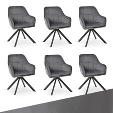 Goeurvant Esszimmerstühle 2/4/6er Set Armlehnstuhl Drehstuhl Samt Dunkelgrau