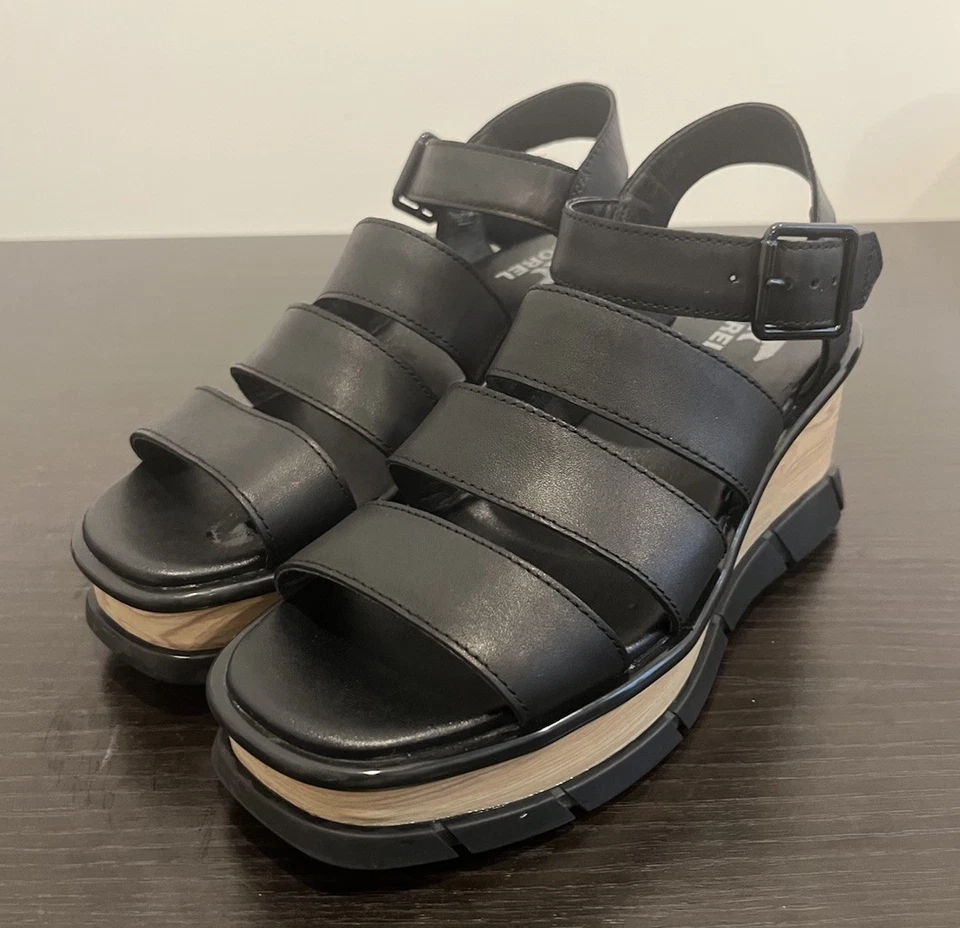 Sandalias de cuña Sorel Joanie III con correa al tobillo para mujer zapatos negros talla 8,5 Foto 4 de 4