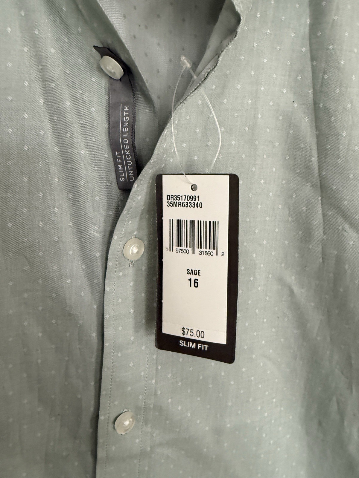 NWT Michael Kors Men’s Slim Fit Short Sleeve Button-Up Shirt L Large Sage Green thumbnail 5