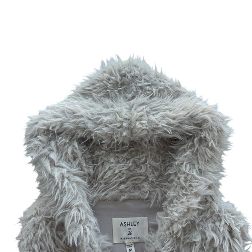Ashley 26International Women M Cream Faux Fur Fuzzy Hood Open Front Vest VJR0051 - Bild 5 von 16