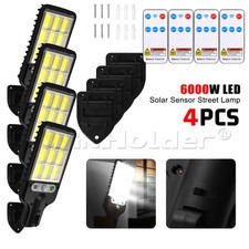 4 Pack 6000W LED Solar Street Wall Light PIR Motion Sensor Outdoor GARDEN LAMP