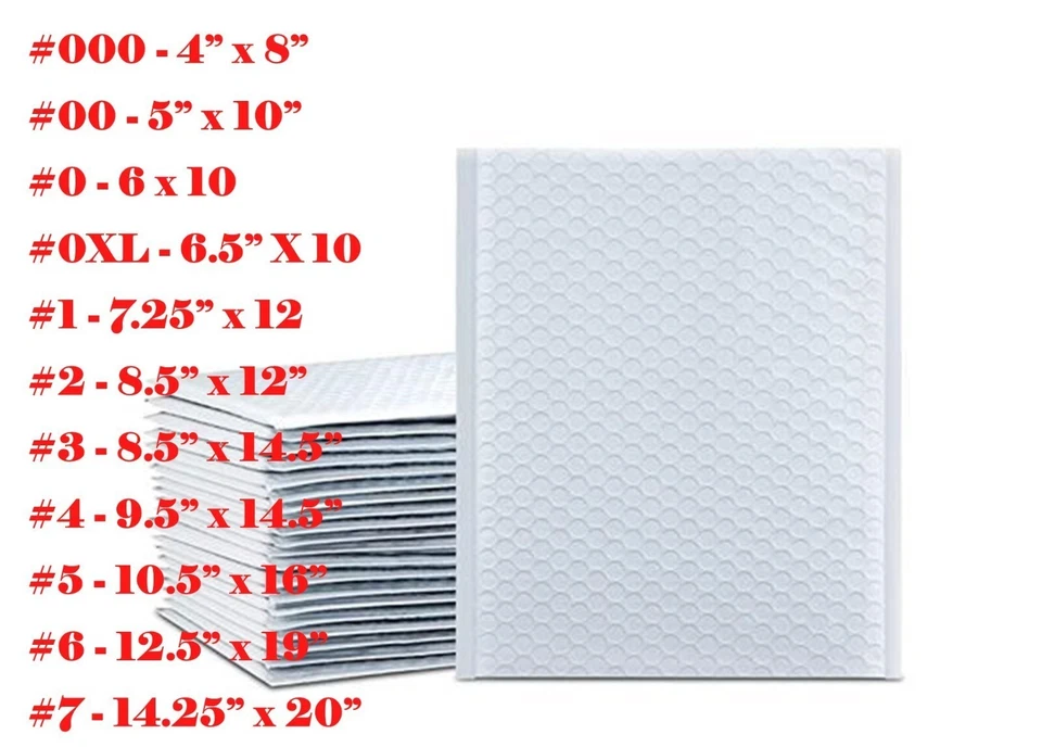 All Sizes 1-500 Poly Bubble Mailers Padded Envelopes Shipping Mailing Bags - Image 2 of 4