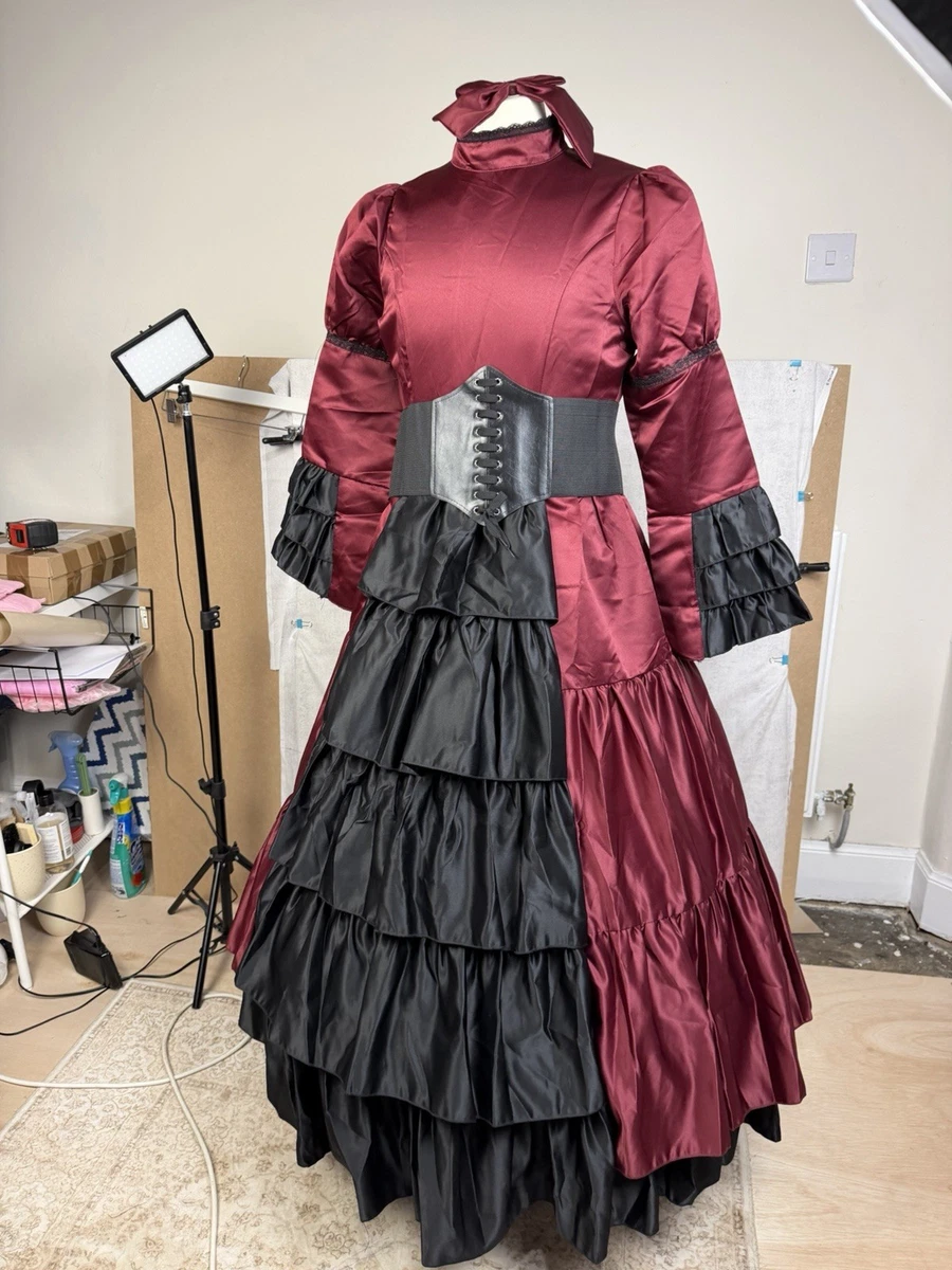 Gótico Victoriano Vampiro Vestido Conjunto Halloween Juegos con disfraces Conjunto Talla S Nuevo