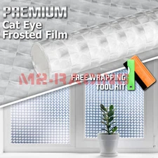 1FTx4FT Clear Cat Eye Frosted Film Glass Home Bathroom Window Security Privacy