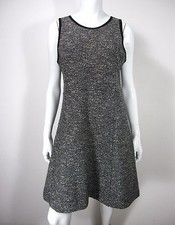 J CREW SLEEVELESS DRESS SIZE 10 BLACK WHITE TWEED SCOOP NECK