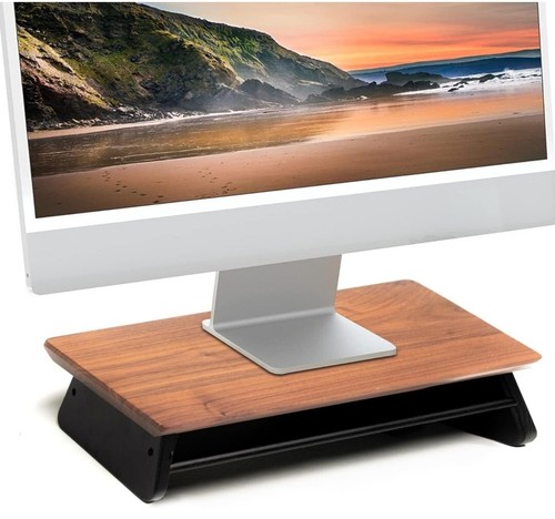 Solid Walnut Monitor Stand Riser - 18.5 x 4.5 Computer Riser for Home and Office