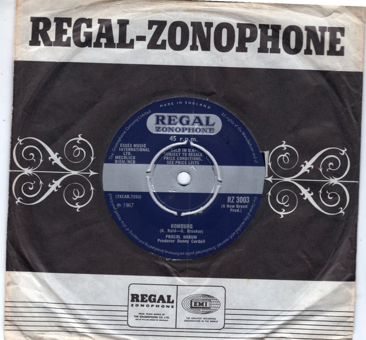 PROCOL HARUM ~ Homburg ~ Original 1967 UK Regal Zonophone label 7 