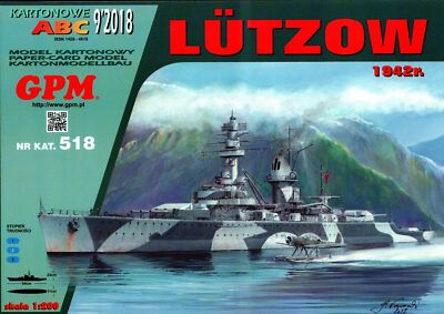 Card Paper Cut Out Model Kit GPM SMS Lutzow 1942 + Laser Cut Frame