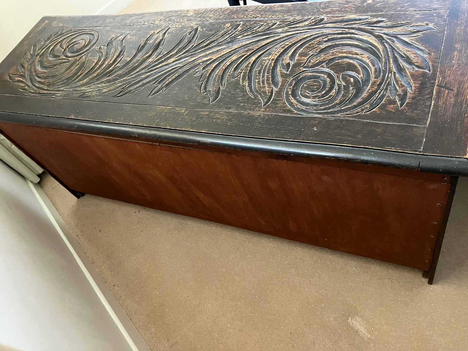 Vintage carved wooden chest blanket box eBay